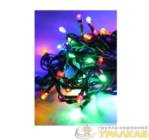 Гирлянда светодиодная 100LED провод 6.5м IP44 уличная тепл. бел. Космос 