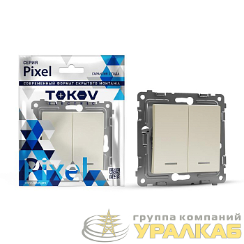 Выключатель 2-кл. СП Pixel 10А IP20 с индикатором механизм беж. TOKOV ELECTRIC TKE-PX-V2I-C02