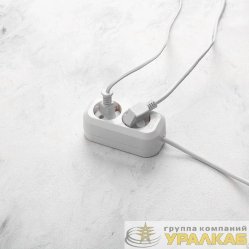 Удлинитель 2 гнезда 3м 3х0.75кв.мм с/з бел. PROCONNECT 13-4203 детальная картинка