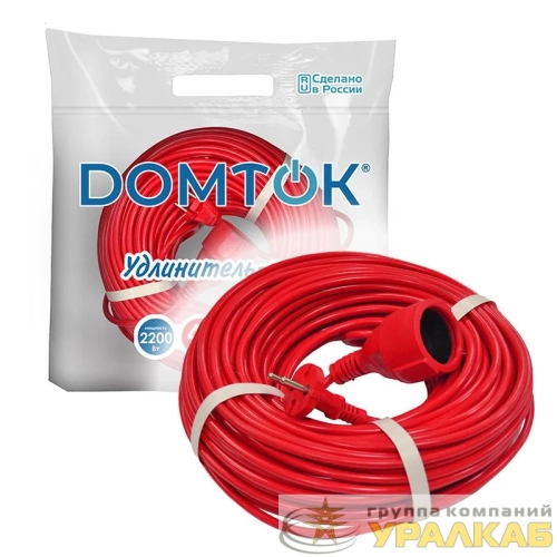 Удлинитель-шнур 1х40м без заземл. 10А IP20 2.2кВт ПВС 2х1 DOMTOK 