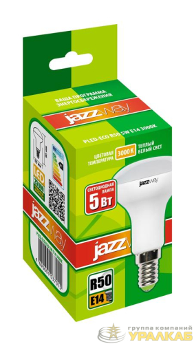 Лампа светодиодная PLED-ECO 5Вт R50 рефлектор матовая 3000К тепл. бел. E14 400лм 230В 50Гц JazzWay 1037015A детальная картинка