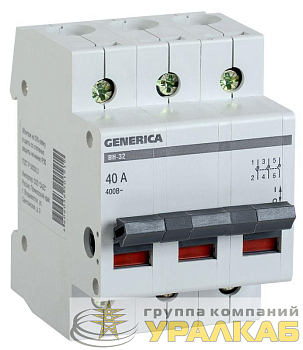 Выключатель нагрузки (мини-рубильник) 3п ВН-32 40А GENERICA MNV15-3-040