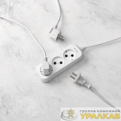 Удлинитель 3 гнезда 1.5м 2х0.75кв.мм б/з бел. PROCONNECT 13-4205 детальная картинка