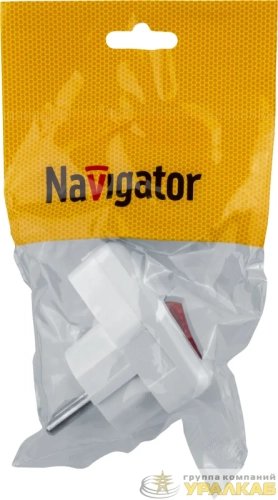 Вилка угловая 61 364 NCA-PL05-16A-ESC-WH с заземл. с выкл. бел. Navigator 61364 детальная картинка