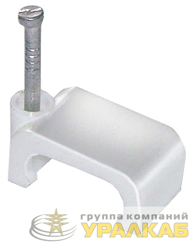 Скоба крепежная плоская с гвоздем d5мм пластик. (уп.20шт) IEK 