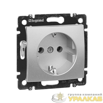 Розетка 1-м СП Valena 16А IP20 с заземл. на винтах механизм алюм. IEK 770120