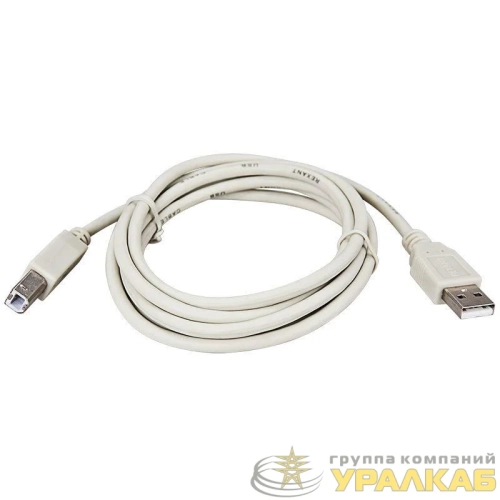 Шнур USB 2.0 (USB А-USB В) 3м бел. REXANT 18-1106