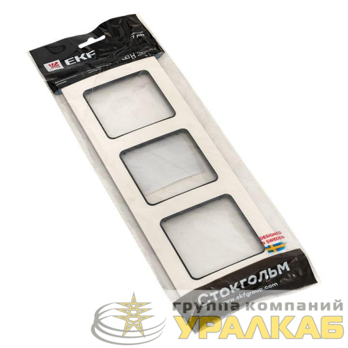 Рамка 3-м Стокгольм бел. с линией цвета черн. PROxima EKF EZM-G-304-20 детальная картинка