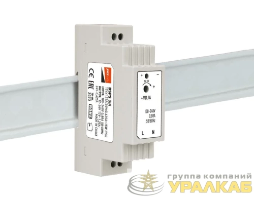 Блок питания для светодиодной ленты на DIN-рейку BSPS DIN 12В 1.25А/24В 0.625А=15Вт IP20 Pro+ JazzWay 5046191 детальная картинка