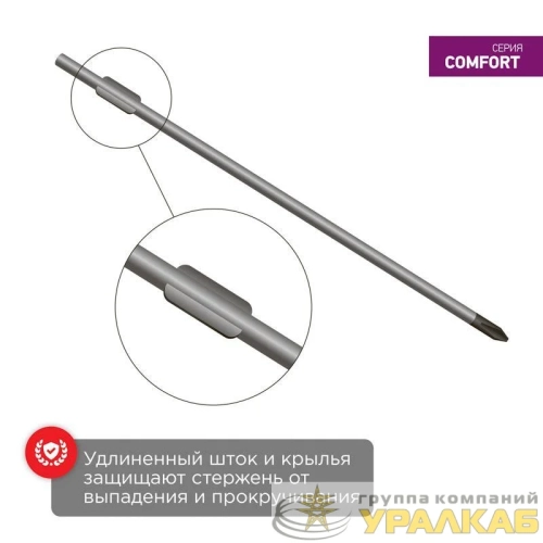 Отвертка крестовая PH 2х40мм двухкомпонентная рукоятка Rexant 12-4730 детальная картинка