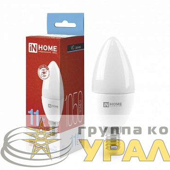 Лампа светодиодная LED-СВЕЧА-VC 11Вт свеча 6500К холод. бел. E14 1050лм 230В IN HOME 4690612024844