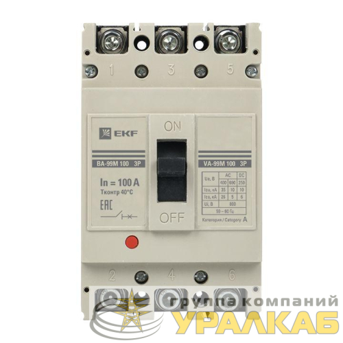 Выключатель автоматический 3п 100/100А 35кА ВА-99М PROxima EKF mccb99-100-100m детальная картинка