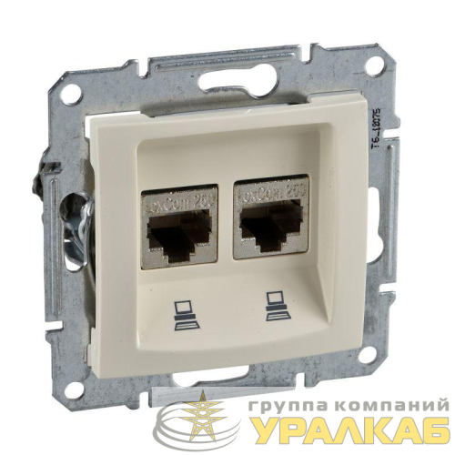 Розетка компьютерная 2-м СП Sedna RJ45 кат.5E UTP неэкранир. механизм беж. SchE SDN4400147 детальная картинка