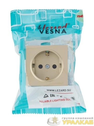 Розетка VESNA с защитой от детей ПБТ зол. LEZARD 