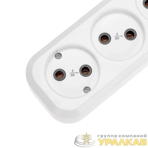 Удлинитель 3 гнезда 3м 2х0.75кв.мм б/з бел. PROCONNECT 13-4206 детальная картинка