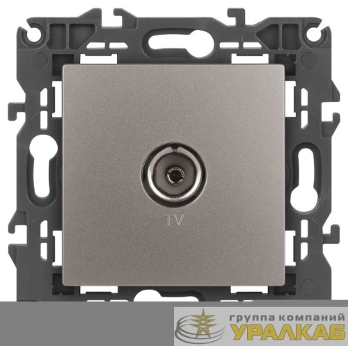 Розетка телевизионная одиночная TV Elegance 14-3101-16 титан Эра 