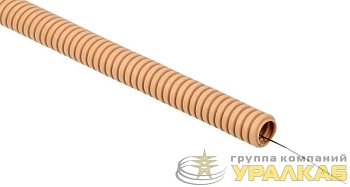 Труба гофрированная ПВХ d25мм с протяжкой сосна (уп.25м) ELASTA IEK ET-TG21-121-025-025-K34