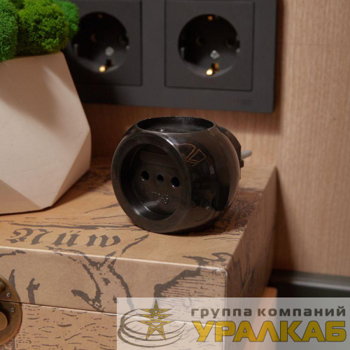 Разветвитель 3-м 6А IP20 Шар 220В черн. Rexant 11-1063-1 детальная картинка