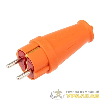 Вилка прямая влагозащ. 16А IP44 с заземл. COMPACT каучук оранж. Rexant 