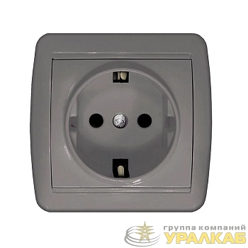 Розетка 1-м ОП Клио 16А IP44 с заземл. сер. UNIVersal К2228-Gr