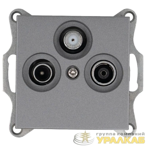 Розетка телевизионная проходная TV + FM + SAT 3-м Ф9.5мм механизм алюм. Jasmart 