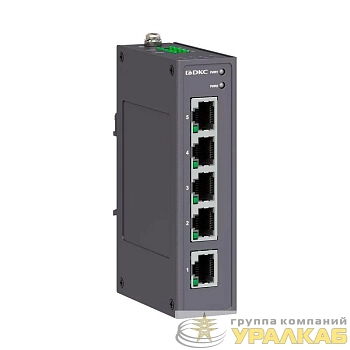 Коммутатор промышленный неуправляемый 5х10/100Base-T(X) портов RJ45 12-48В DC/18-30В AC с резервированием DKC N1000-5T-P2