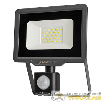 Прожектор светодиодный PFL-C3 SENSOR 20Вт 6500К IP65 ДО закален. прозр. стекло датчик движения инфракрасный Pro JazzWay 