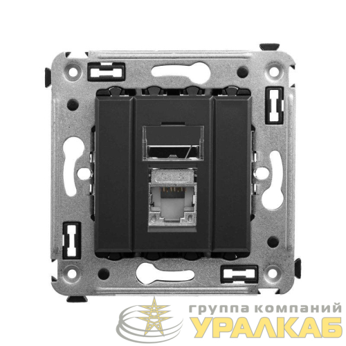 Розетка компьютерная 1-м RJ-45 СП кат.6 экранированная Avanti "Черный матовый" DKC 4412393 детальная картинка