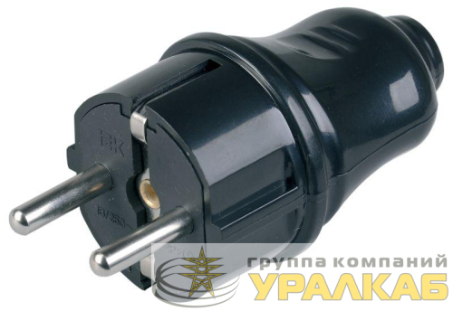 Вилка прямая ВПп10-02-Ст разборная с заземл. контактом 16А черн. IEK EVP10-16-01-K02 детальная картинка