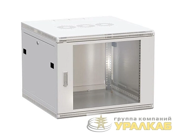 Шкаф настенный 19дюйм TERACOM PRO 9U 600х600мм дверь стеклянная с замком-ручкой сер. EKF TRP-WLL-0966-40G