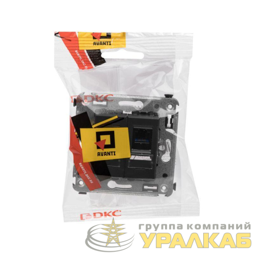 Розетка телефонная 2-м RJ-12 СП Avanti "Черный матовый" DKC 4412314 детальная картинка