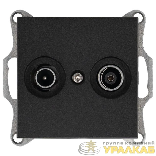 Розетка телевизионная проходная TV + FM 2-м Ф9.5мм механизм антрацит Jasmart 