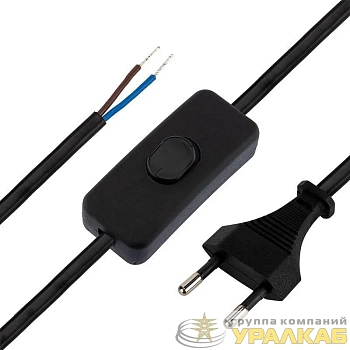 Шнур сетевой 1.8м с выключателем ШВВП 2х0.75 черн. Rexant 