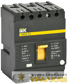 Выключатель автоматический 3п 100А 35кА ВА 88-33 IEK SVA20-3-0100