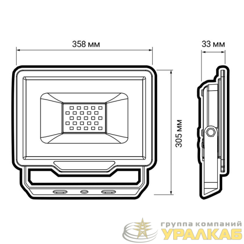 Прожектор светодиодный PFL-C3 200Вт 6500К IP65 ДО с клапаном закален. прозр. стекло Pro JazzWay 5023666A детальная картинка