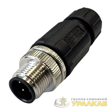Разъем М12 4A штыревой пайка пластик. прямой резьба PG7 каб. часть СЦМ120022-04A СТЭЗ 185200163
