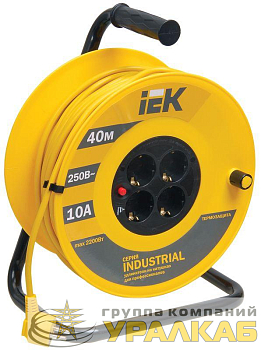 Удлинитель на катушке 4х40м с заземл. 10А IP20 Industrial УК40 3х1 термозащита IEK WKP14-10-04-40
