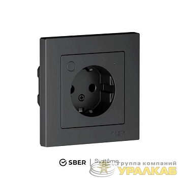 Розетка AtlasDesign Smart 16А L+N с заземл. защ. шторки Zigbee механизм карбон SE ATN001045Z
