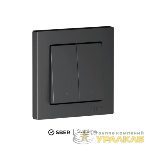 Выключатель 2-кл. AtlasDesign Smart 10А (сх. 5) L+N с подсветкой Zigbee механизм карбон SE 