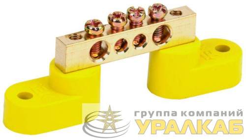 Шина PE "земля" ШНИ-6х9-4-У2-Ж на двух угловых изоляторах IEK YNN10-69-4C2-K05 детальная картинка