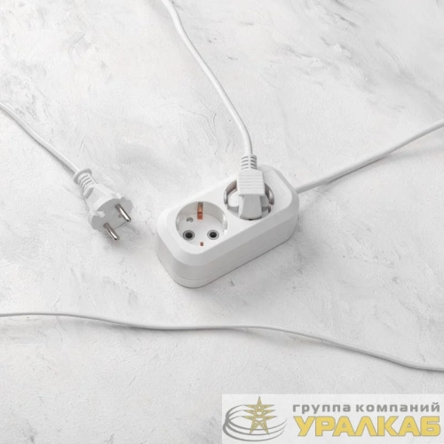 Удлинитель 2 гнезда 1.5м 3х0.75кв.мм с/з бел. PROCONNECT 13-4202 детальная картинка