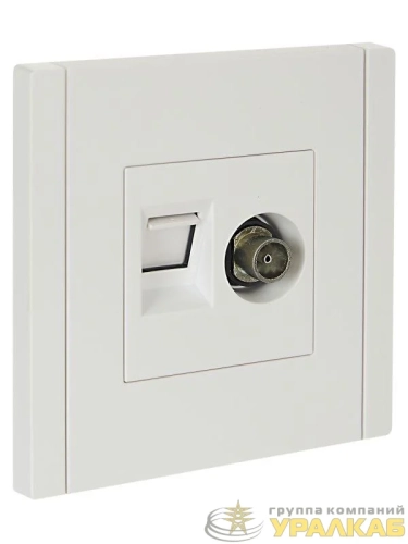 Розетка 2-м TV+RJ45 кат.5E FORTE&PIANO FP236 бел. IEK FP-AK20-1-K01 детальная картинка