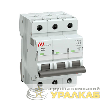 Выключатель автоматический модульный 3п C 25А 6кА AV-6 AVERES EKF mcb6-3-25C-av
