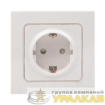 Розетка 1-м СП Стокгольм 16А IP20 с заземл. защ. шторки бел. PROxima EKF EXR16-028-10