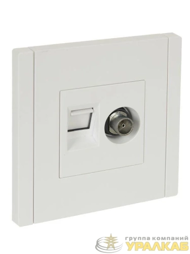 Розетка 2-м TV+RJ45 кат.6 FORTE&PIANO FP237 бел. IEK FP-AK20-2-K01 детальная картинка