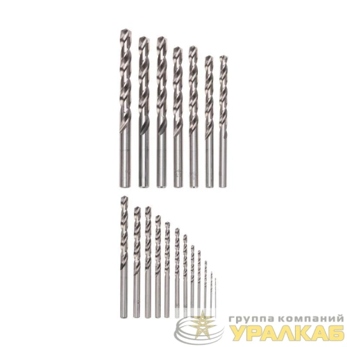 Набор сверл по металлу 1-10мм (через 0.5мм) Р6М5 цилиндрический хвостовик 19шт Kranz 