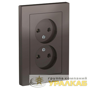 Розетка 2-м СП AtlasDesign 16А IP20 без заземл. в сборе мокко SE ATN000620