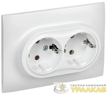 Розетка 2-м SKANDY 16А с заземл. без защ. шторок в сборе SK-R08W арктич. бел. IEK 