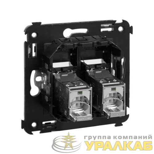 Розетка компьютерная 2-м RJ-45 СП кат.5e экранированная Avanti "Черный матовый" DKC 4412364 детальная картинка