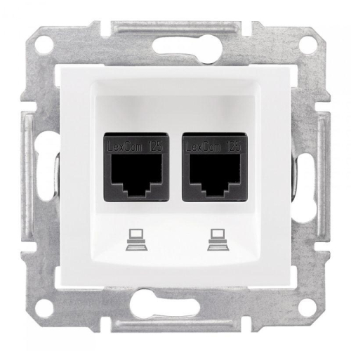 Механизм розетки комп. 1-м СП Sedna RJ45 + RJ45 бел. SchE SDN4400121 детальная картинка